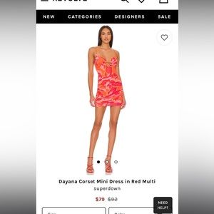 Superdown Dayana Corset Mini Dress in Red Multi - Small